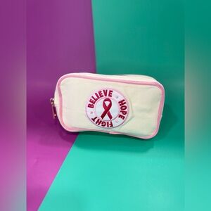 Canvas Cosmetic Pouch: Breast Cancer Ribbon